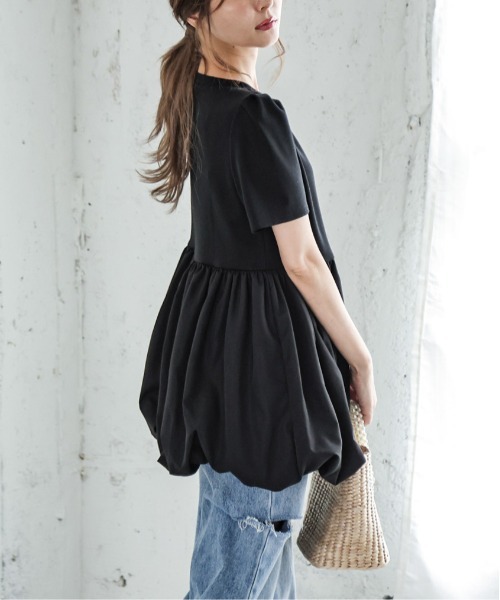 La-gemme(ラジェム)の「ドッキングバルーントップス(Tシャツ/カットソー・レディース・ブラック/ホワイト・フリー)」の7枚目の写真