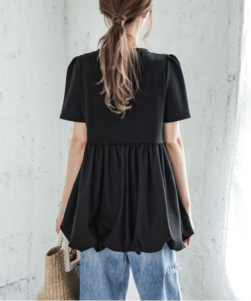 La-gemme(ラジェム)の「ドッキングバルーントップス(Tシャツ/カットソー・レディース・ブラック/ホワイト・フリー)」の14枚目の写真