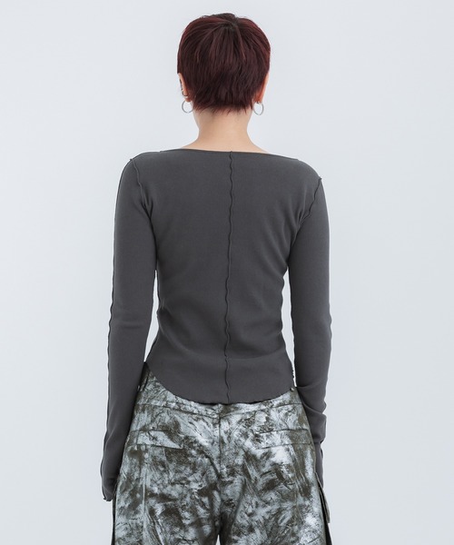 STUDIOUS(ステュディオス)の「【STUDIOUS/ステュディオス】ジップアップリブトップ(Tシャツ/カットソー・レディース・ダークグレー/ライトベージュ/ネイビー・FREE)」の18枚目の写真