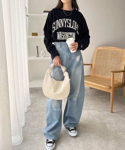Champion(チャンピオン)の「【新色追加】【Champion】ロゴロンT(Tシャツ/カットソー・レディース・ブラック/オフホワイト/ホワイト系その他/ブラック系その他/ホワイト系その他2・MEDIUM/LARGE/X-LARGE)」の7枚目の写真