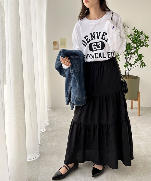 Champion(チャンピオン)の「【新色追加】【Champion】ロゴロンT(Tシャツ/カットソー・レディース・ブラック/オフホワイト/ホワイト系その他/ブラック系その他/ホワイト系その他2・MEDIUM/LARGE/X-LARGE)」の16枚目の写真