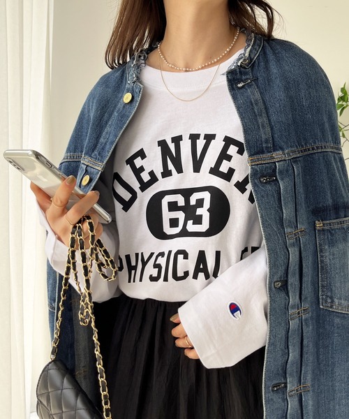 Champion(チャンピオン)の「【新色追加】【Champion】ロゴロンT(Tシャツ/カットソー・レディース・ブラック/オフホワイト/ホワイト系その他/ブラック系その他/ホワイト系その他2・MEDIUM/LARGE/X-LARGE)」の8枚目の写真