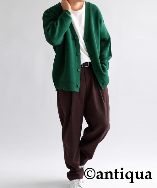 antiqua（アンティカ）の「スポンジニットカーディガン（ニット/セーター・レディース・グリーン/マスタード/カーキ系/ブルー/ブラック・FREE）」の13枚目の写真