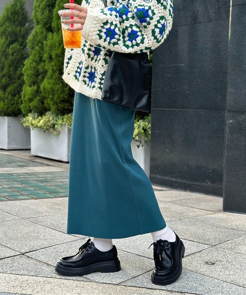 CPCM（シーピーシーエム）の「リブナロースカート（スカート・レディース・グリーン/グレー/マスタード/ブラック/ライトベージュ・FREE）」の5枚目の写真