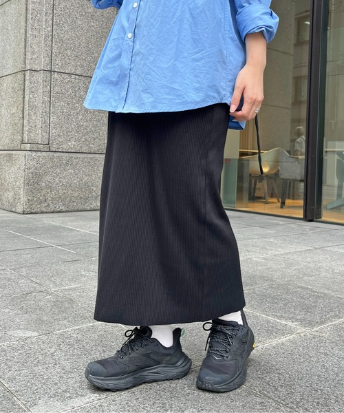 CPCM（シーピーシーエム）の「リブナロースカート（スカート・レディース・グリーン/グレー/マスタード/ブラック/ライトベージュ・FREE）」の2枚目の写真