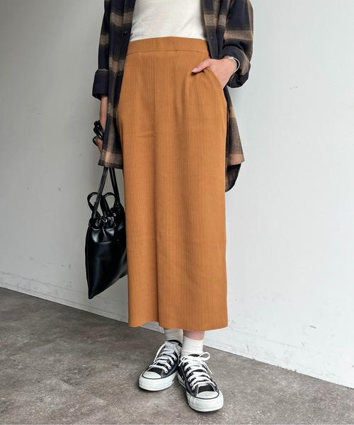 CPCM（シーピーシーエム）の「リブナロースカート（スカート・レディース・グリーン/グレー/マスタード/ブラック/ライトベージュ・FREE）」の9枚目の写真