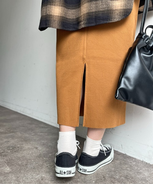 CPCM（シーピーシーエム）の「リブナロースカート（スカート・レディース・グリーン/グレー/マスタード/ブラック/ライトベージュ・FREE）」の10枚目の写真