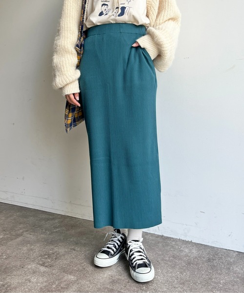 CPCM（シーピーシーエム）の「リブナロースカート（スカート・レディース・グリーン/グレー/マスタード/ブラック/ライトベージュ・FREE）」の12枚目の写真