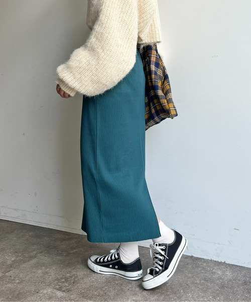 CPCM（シーピーシーエム）の「リブナロースカート（スカート・レディース・グリーン/グレー/マスタード/ブラック/ライトベージュ・FREE）」の13枚目の写真