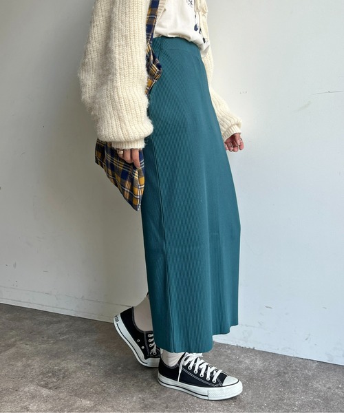 CPCM（シーピーシーエム）の「リブナロースカート（スカート・レディース・グリーン/グレー/マスタード/ブラック/ライトベージュ・FREE）」の15枚目の写真