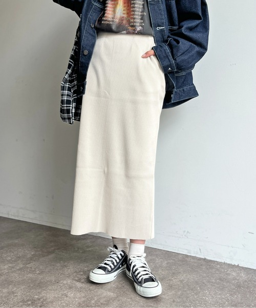 CPCM（シーピーシーエム）の「リブナロースカート（スカート・レディース・グリーン/グレー/マスタード/ブラック/ライトベージュ・FREE）」の17枚目の写真