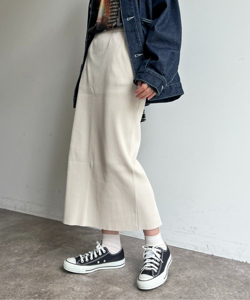 CPCM（シーピーシーエム）の「リブナロースカート（スカート・レディース・グリーン/グレー/マスタード/ブラック/ライトベージュ・FREE）」の18枚目の写真