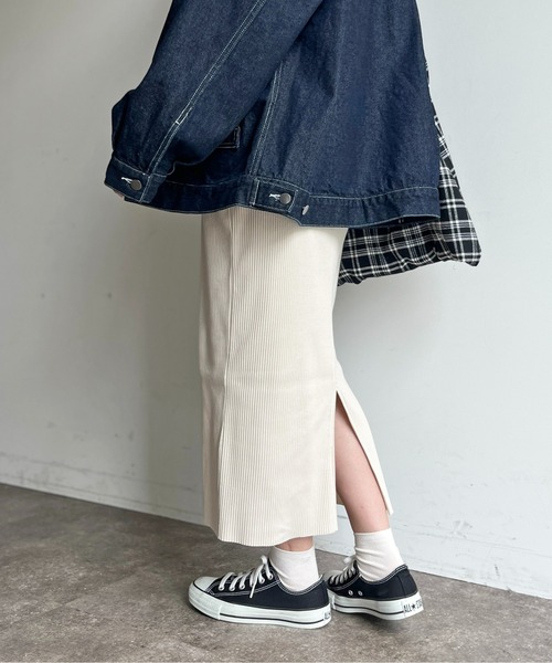 CPCM（シーピーシーエム）の「リブナロースカート（スカート・レディース・グリーン/グレー/マスタード/ブラック/ライトベージュ・FREE）」の19枚目の写真