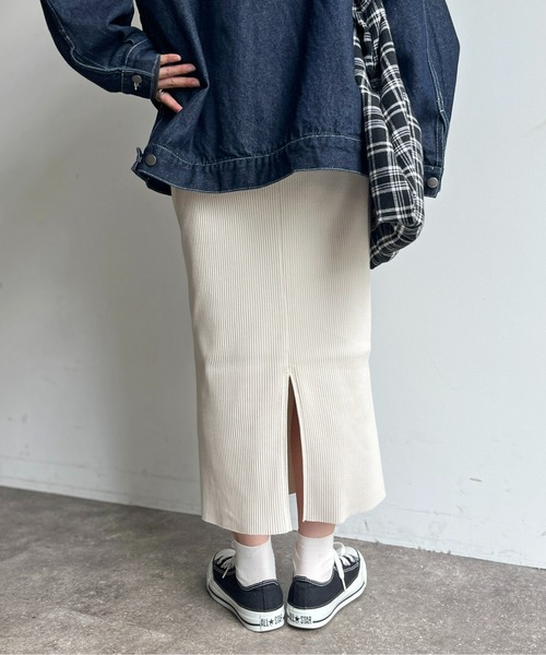 CPCM（シーピーシーエム）の「リブナロースカート（スカート・レディース・グリーン/グレー/マスタード/ブラック/ライトベージュ・FREE）」の20枚目の写真