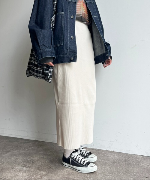 CPCM（シーピーシーエム）の「リブナロースカート（スカート・レディース・グリーン/グレー/マスタード/ブラック/ライトベージュ・FREE）」の21枚目の写真