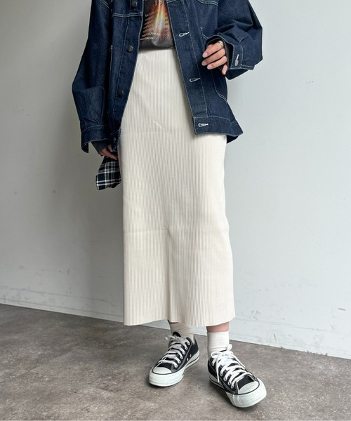 CPCM（シーピーシーエム）の「リブナロースカート（スカート・レディース・グリーン/グレー/マスタード/ブラック/ライトベージュ・FREE）」の22枚目の写真