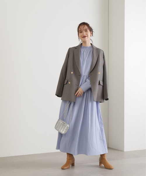 N.（N. Natural Beauty Basic）（エヌエヌナチュラルビューティーベーシック）の「◆ピンタックシャーリングネックワンピース（ワンピース・レディース・ブルー/オフホワイト/ドット・MEDIUM）」の5枚目の写真