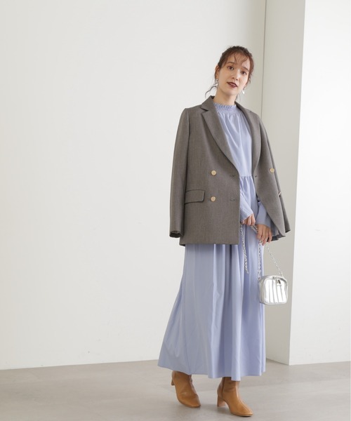 N.（N. Natural Beauty Basic）（エヌエヌナチュラルビューティーベーシック）の「◆ピンタックシャーリングネックワンピース（ワンピース・レディース・ブルー/オフホワイト/ドット・MEDIUM）」の7枚目の写真