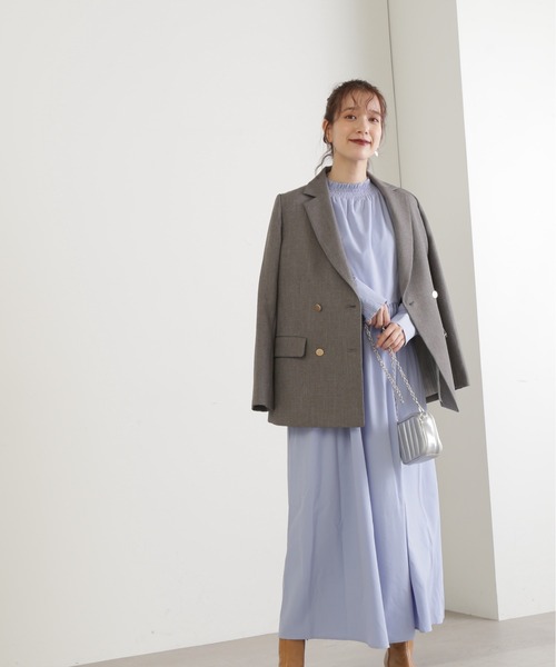 N.（N. Natural Beauty Basic）（エヌエヌナチュラルビューティーベーシック）の「◆ピンタックシャーリングネックワンピース（ワンピース・レディース・ブルー/オフホワイト/ドット・MEDIUM）」の8枚目の写真