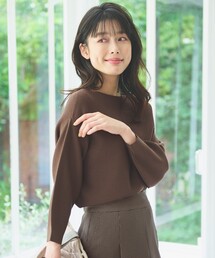 【洗濯機可】パフスリーブガーターニット