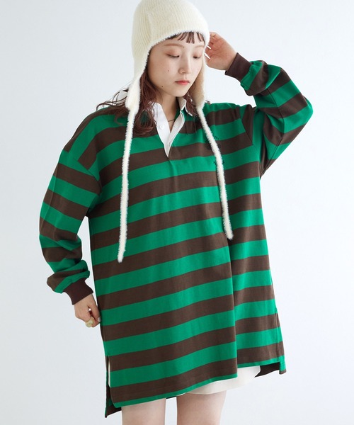 w closet（ダブルクローゼット）の「ラガーシャツ（ポロシャツ・レディース・グリーン/ブルー・FREE）」の6枚目の写真