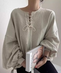 ▲Puff sleeve pullover / フロントリボン パフスリーブプルオーバー