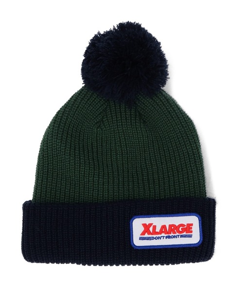 XLARGE(エクストララージ)の「POMPOM BI COLOR KNIT CAP(ニットキャップ/ビーニー・メンズ・グリーン/グレー・ONE SIZE)」の1枚目の写真