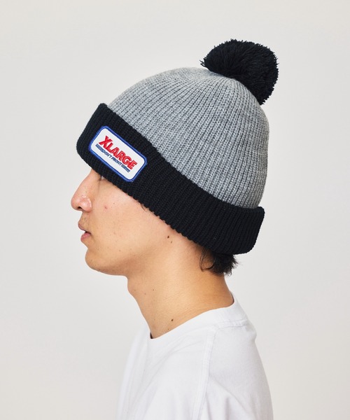 XLARGE(エクストララージ)の「POMPOM BI COLOR KNIT CAP(ニットキャップ/ビーニー・メンズ・グリーン/グレー・ONE SIZE)」の6枚目の写真