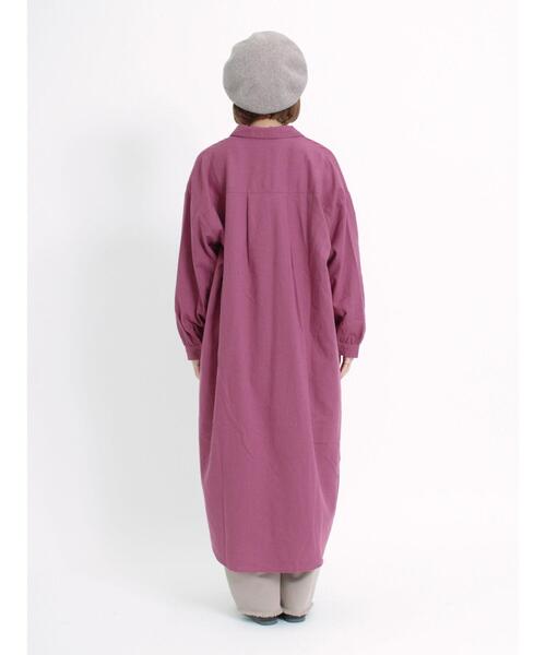 Samansa Mos2（サマンサ モスモス）の「【リサイクルヤーン】シャツワンピース（ワンピース・レディース・ブラウン/ブラック/パープル/ベージュ/チャコールグレー・F）」の10枚目の写真