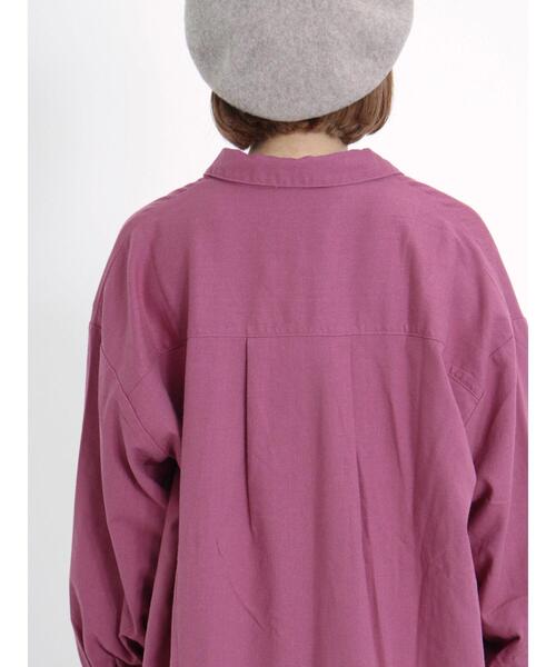 Samansa Mos2（サマンサ モスモス）の「【リサイクルヤーン】シャツワンピース（ワンピース・レディース・ブラウン/ブラック/パープル/ベージュ/チャコールグレー・F）」の13枚目の写真