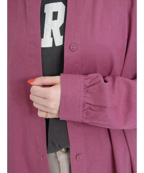 Samansa Mos2（サマンサ モスモス）の「【リサイクルヤーン】シャツワンピース（ワンピース・レディース・ブラウン/ブラック/パープル/ベージュ/チャコールグレー・F）」の14枚目の写真