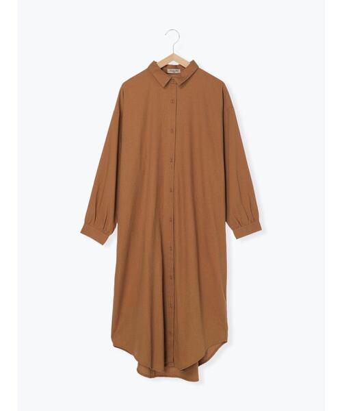 Samansa Mos2（サマンサ モスモス）の「【リサイクルヤーン】シャツワンピース（ワンピース・レディース・ブラウン/ブラック/パープル/ベージュ/チャコールグレー・F）」の17枚目の写真