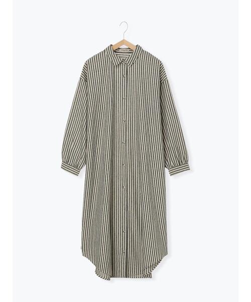 Samansa Mos2（サマンサ モスモス）の「【リサイクルヤーン】シャツワンピース（ワンピース・レディース・ブラウン/ブラック/パープル/ベージュ/チャコールグレー・F）」の20枚目の写真