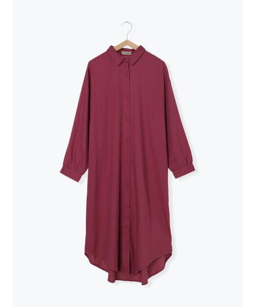 Samansa Mos2（サマンサ モスモス）の「【リサイクルヤーン】シャツワンピース（ワンピース・レディース・ブラウン/ブラック/パープル/ベージュ/チャコールグレー・F）」の21枚目の写真