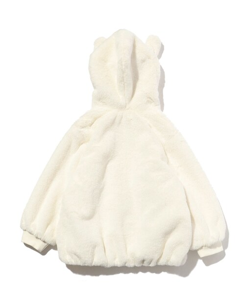 SHOO・LA・RUE(シューラルー)の「◆【110-140cm】フェイクファー耳つきパーカ(ブルゾン・キッズ・チャコールグレー/アイボリー・11/12/13/14)」の5枚目の写真