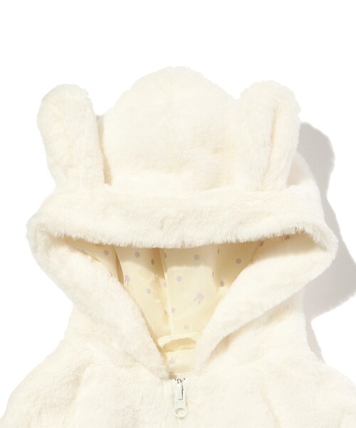 SHOO・LA・RUE(シューラルー)の「◆【110-140cm】フェイクファー耳つきパーカ(ブルゾン・キッズ・チャコールグレー/アイボリー・11/12/13/14)」の6枚目の写真
