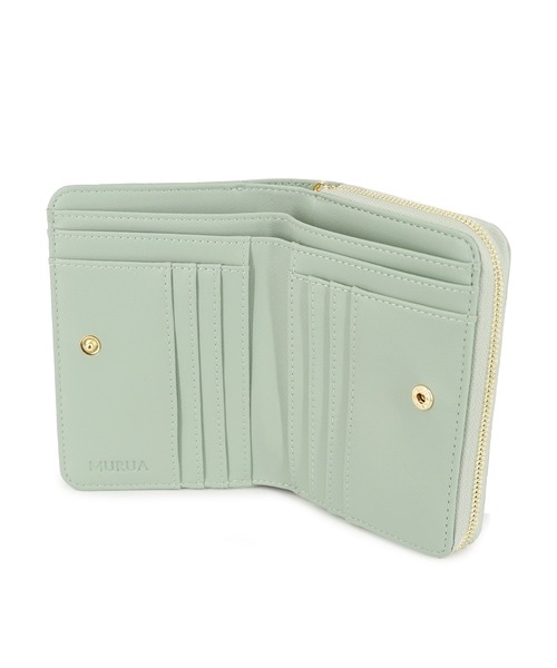 MURUA（ムルーア）の「MURUA(ムルーア)ラウンドファスナー二つ折り財布 MR-W1213 MURエンボス（財布・レディース・ミント/ブラック/ベージュ・FREE）」の19枚目の写真