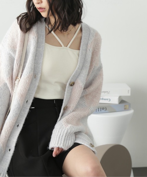 FREE'S MART（フリーズマート）の「アーガイルヘアリーカーディガン（カーディガン/ボレロ・レディース・ピンク/ライトグリーン/グリーン系その他3・FREE）」の5枚目の写真