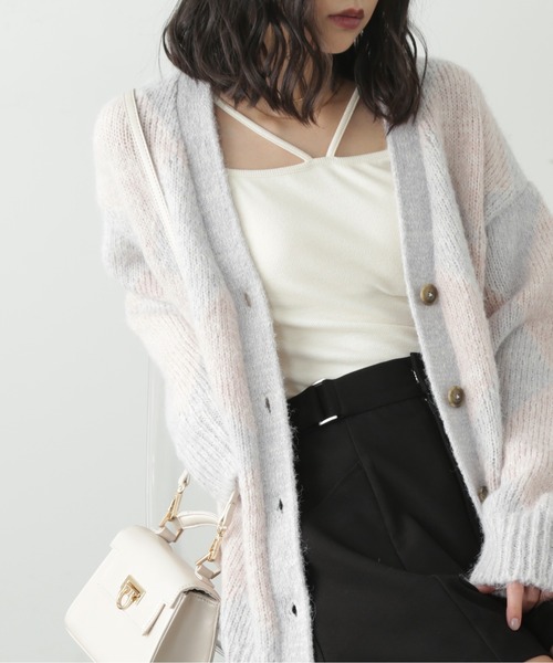 FREE'S MART（フリーズマート）の「アーガイルヘアリーカーディガン（カーディガン/ボレロ・レディース・ピンク/ライトグリーン/グリーン系その他3・FREE）」の6枚目の写真