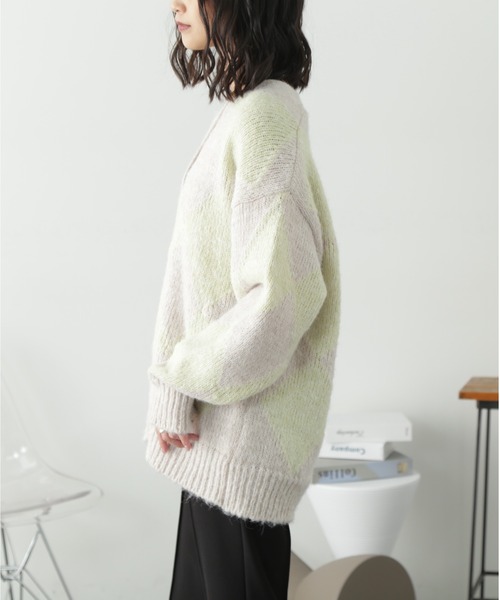 FREE'S MART（フリーズマート）の「アーガイルヘアリーカーディガン（カーディガン/ボレロ・レディース・ピンク/ライトグリーン/グリーン系その他3・FREE）」の15枚目の写真