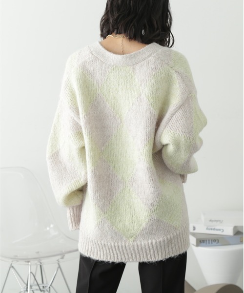 FREE'S MART（フリーズマート）の「アーガイルヘアリーカーディガン（カーディガン/ボレロ・レディース・ピンク/ライトグリーン/グリーン系その他3・FREE）」の16枚目の写真