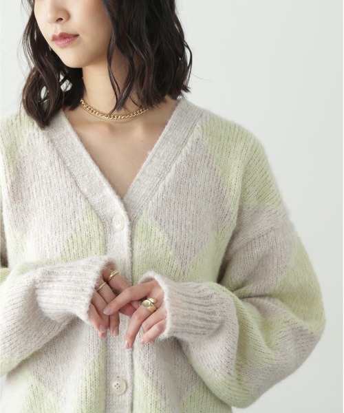 FREE'S MART（フリーズマート）の「アーガイルヘアリーカーディガン（カーディガン/ボレロ・レディース・ピンク/ライトグリーン/グリーン系その他3・FREE）」の17枚目の写真