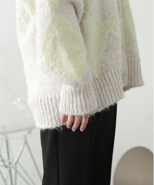 FREE'S MART（フリーズマート）の「アーガイルヘアリーカーディガン（カーディガン/ボレロ・レディース・ピンク/ライトグリーン/グリーン系その他3・FREE）」の18枚目の写真