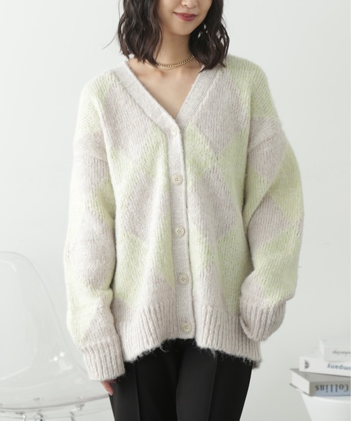 FREE'S MART（フリーズマート）の「アーガイルヘアリーカーディガン（カーディガン/ボレロ・レディース・ピンク/ライトグリーン/グリーン系その他3・FREE）」の14枚目の写真