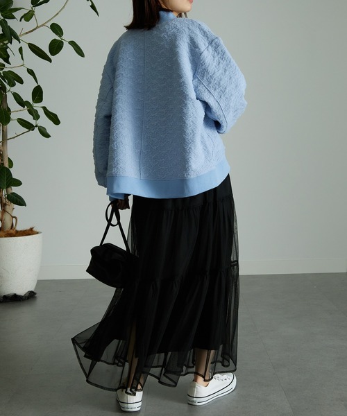 RANAN（ラナン）の「ぽこぽこボリュームスリーブブルゾン（ブルゾン・レディース・ブルー/アイボリー・LL/L/M）」の10枚目の写真