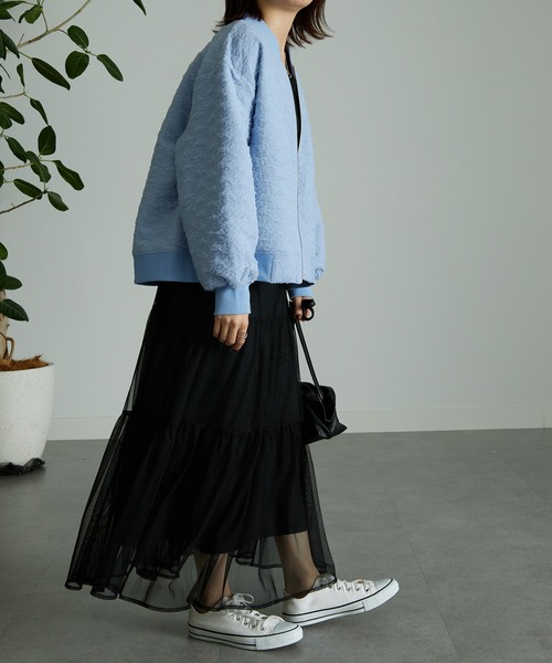 RANAN（ラナン）の「ぽこぽこボリュームスリーブブルゾン（ブルゾン・レディース・ブルー/アイボリー・LL/L/M）」の8枚目の写真