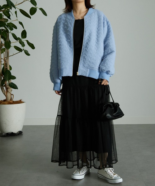 RANAN（ラナン）の「ぽこぽこボリュームスリーブブルゾン（ブルゾン・レディース・ブルー/アイボリー・LL/L/M）」の7枚目の写真