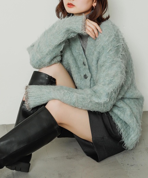 SENSE OF PLACE by URBAN RESEARCH（センスオブプレイスバイアーバンリサーチ）の「シャギーカーディガン（カーディガン/ボレロ・レディース・ホワイト/イエロー/ブルー/ブラック/ピンク・ONE）」の4枚目の写真