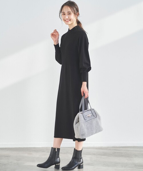 ANY SIS（エニィスィス）の「【洗える】バスケット編み切替えニット ワンピース（ワンピース・レディース・ブラック系/グレー系/スカイブルー系・2/3/1）」の5枚目の写真