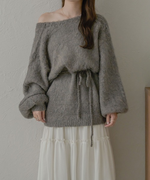 Ambre Neige（アンブルネージュ）の「2wayプードルニットカーディガン／【WEB/EC限定商品】（カーディガン/ボレロ・レディース・チャコールグレー/ライトグレー/ベージュ/アイボリー・FREE）」の4枚目の写真